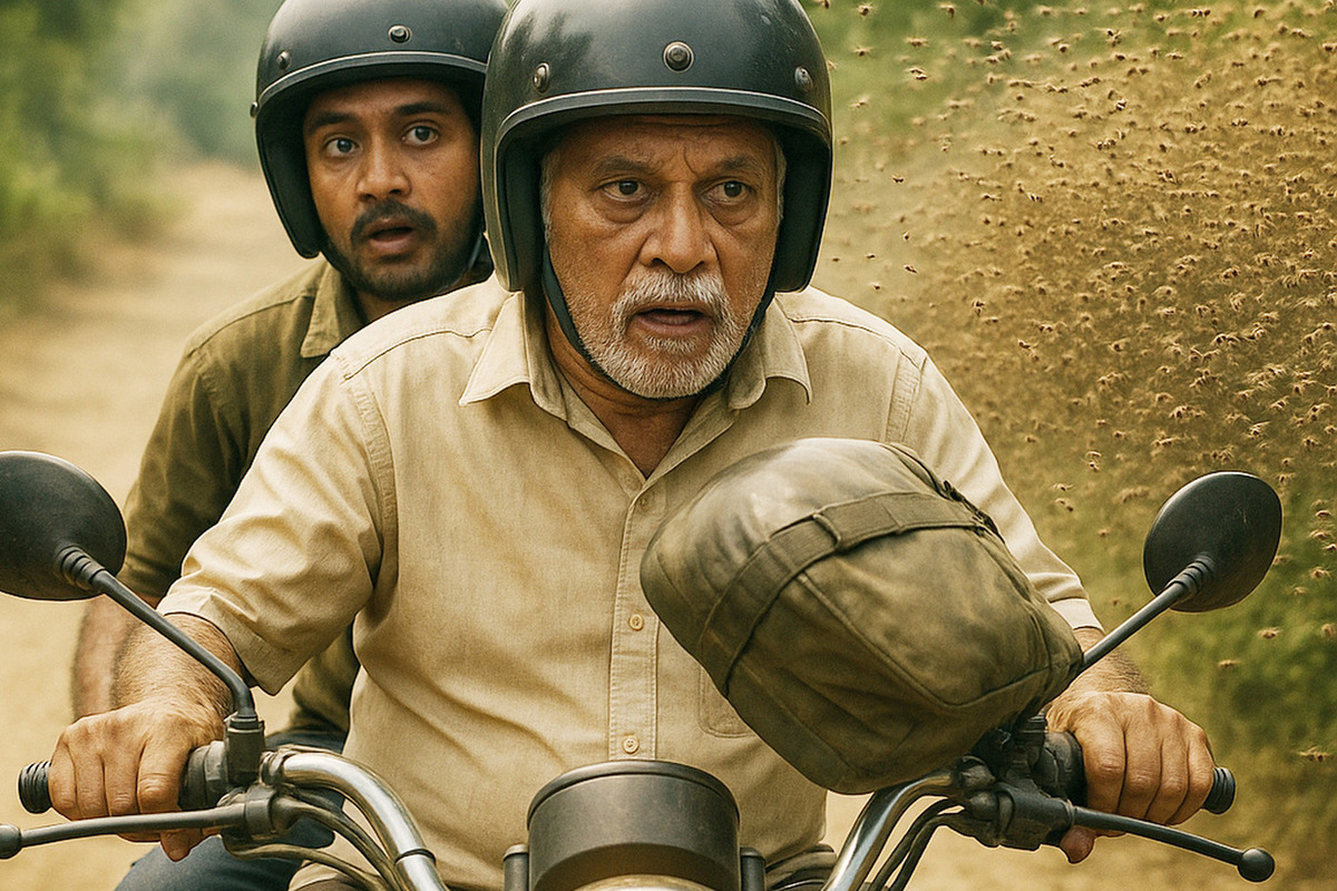 Пчёлы напали на пожилого мотоциклиста, causing his death.