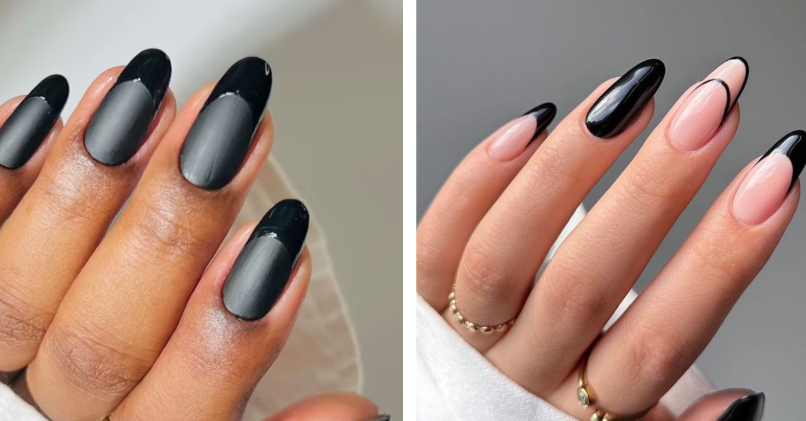 Зимний черный маникюр